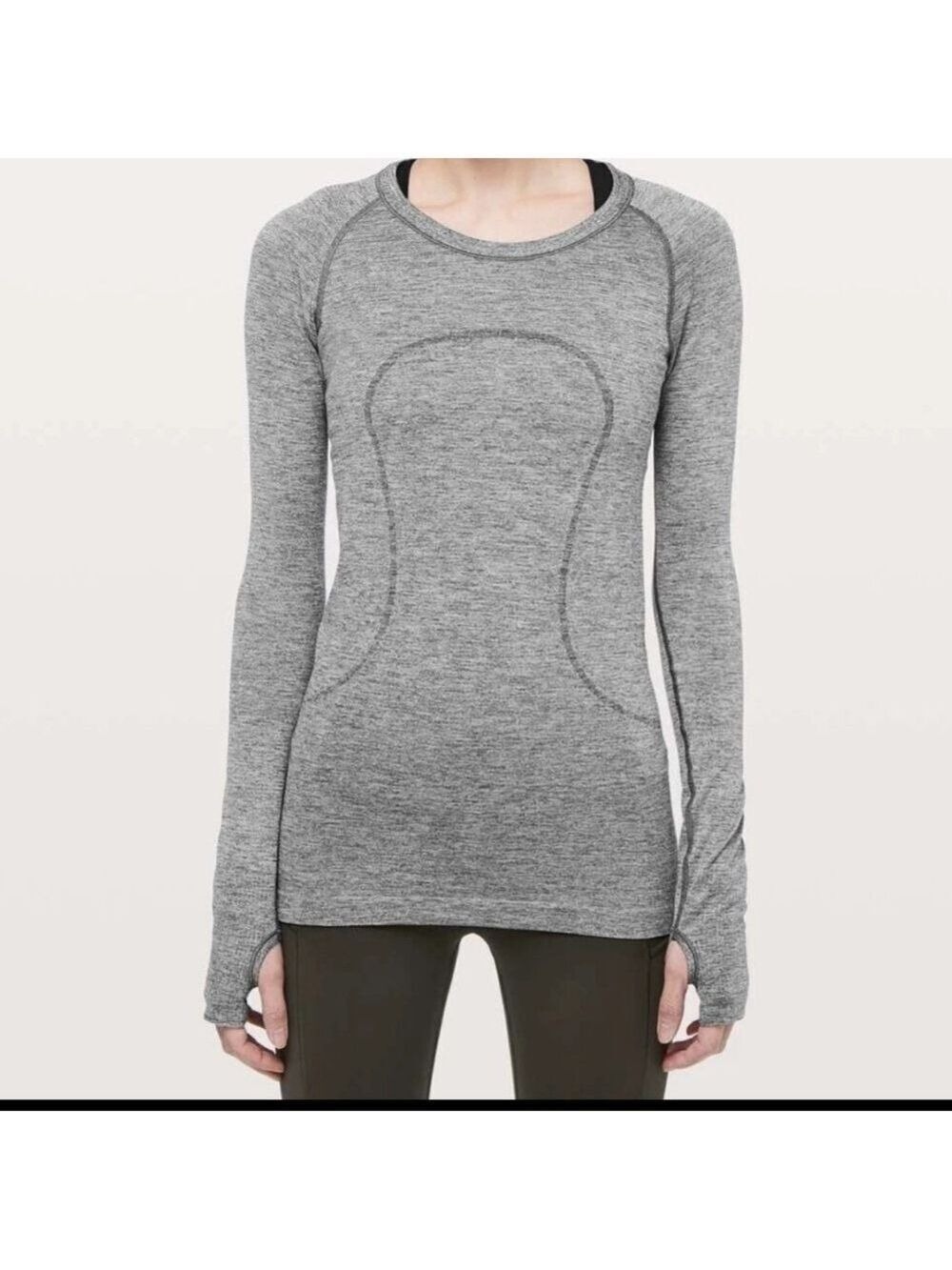 Lululemon Long Sleeve Swiftly Tech Top Size 12 Heathered Gray Sparkle